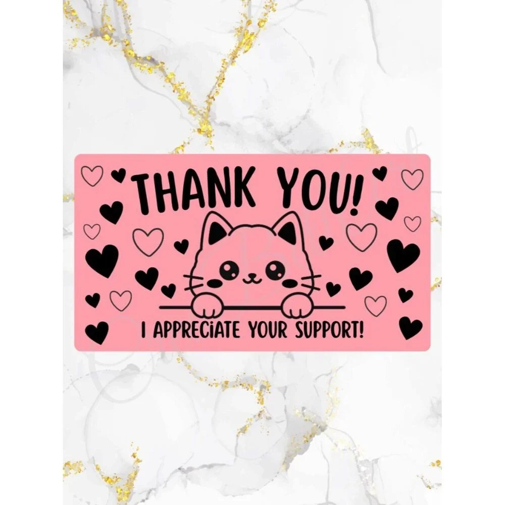 100 Cute Cat Thank You Stickers for Packaging | Small Business Labels
